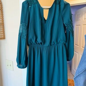 Express Teal Long Sleeve Dress